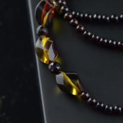 Amber necklace with cherry genuine beads